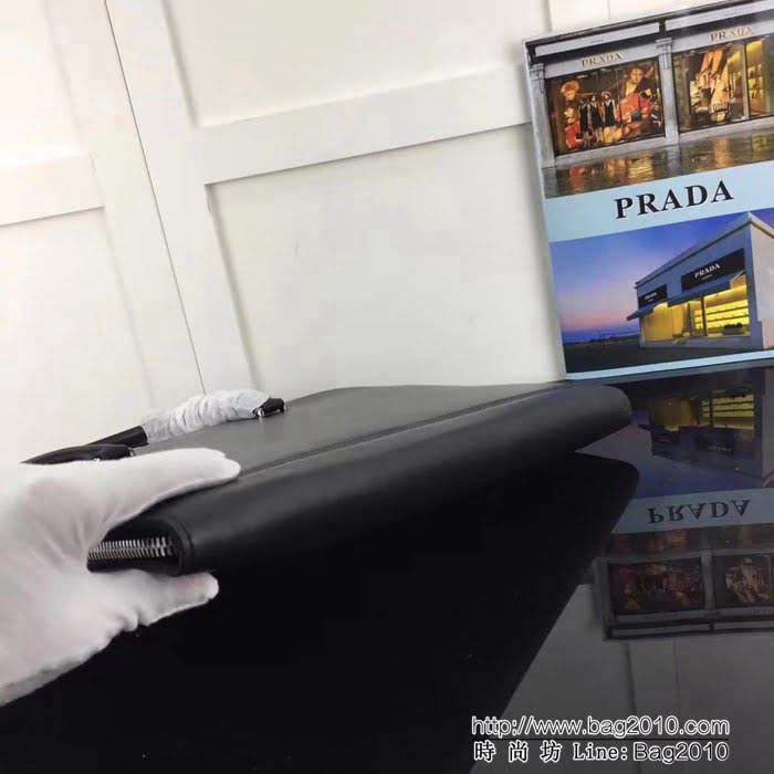 普拉達PRADA頂級原單 專櫃最新款2VN006-2超軟韓國納帕牛皮男士手提公事包 PHY1512